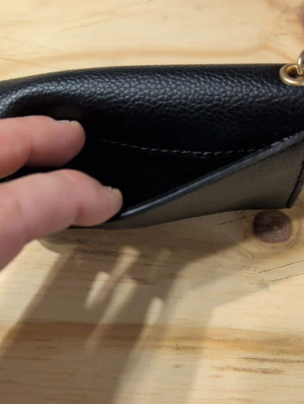 Anne Klein Black Leather Key Pouch Wallet with Gold Hardware XSmall